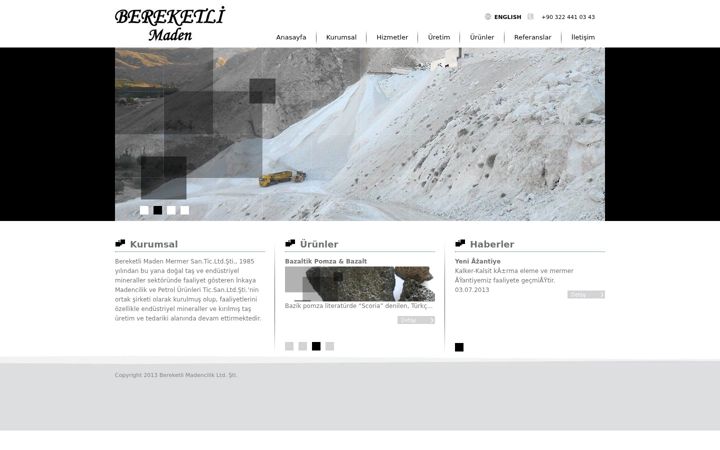 Screenshot of bereketlimining.com