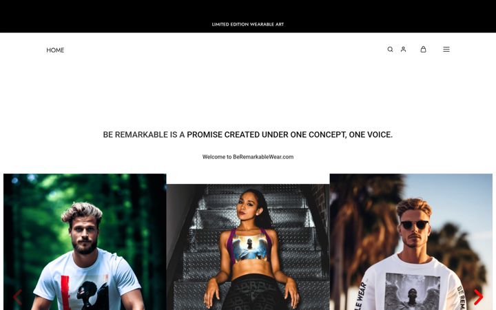 Screenshot of beremarkablewear.com