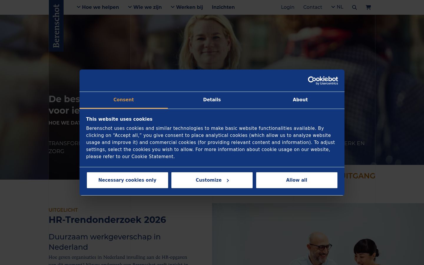 Zrzut ekranu banera zgody wyświetlanego przed jakąkolwiek interakcją