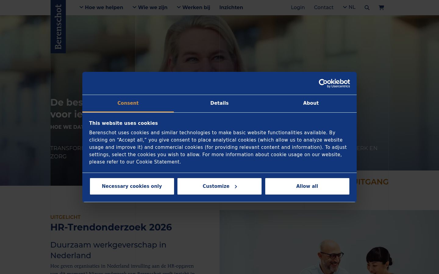 Screenshot of the consent banner shown before any interaction