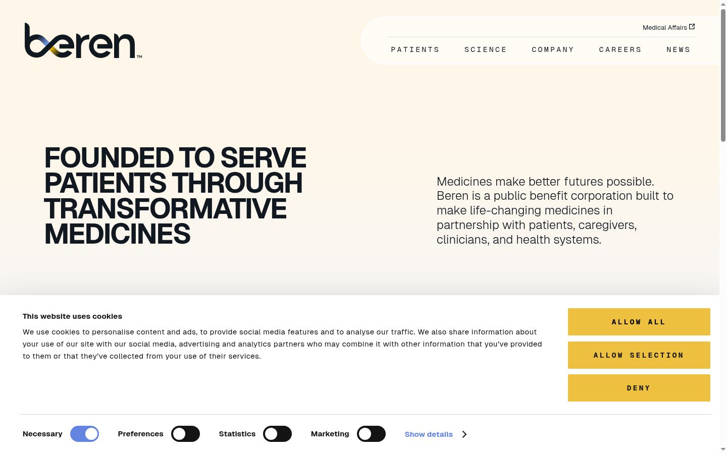 Screenshot of the consent banner shown before any interaction