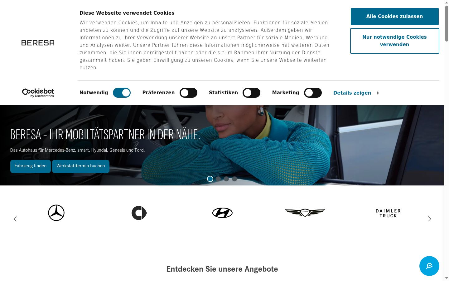 Screenshot of the consent banner shown before any interaction
