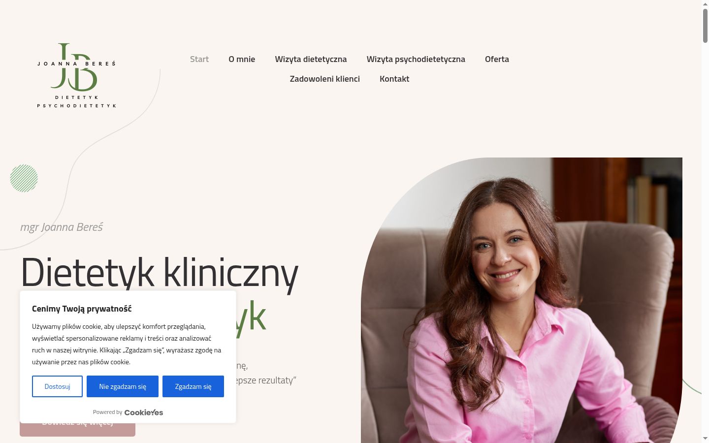 Zrzut ekranu banera zgody wyświetlanego przed jakąkolwiek interakcją