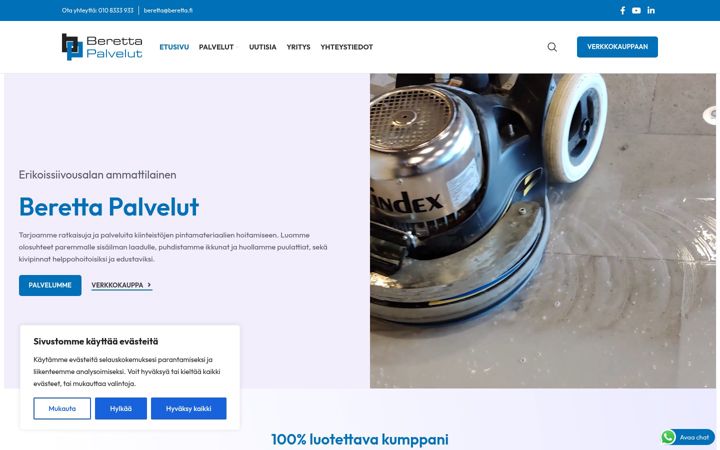 Screenshot stránky beretta.fi