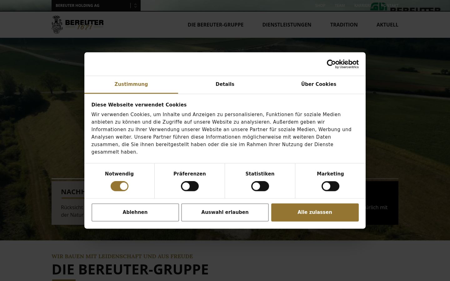 Screenshot of the consent banner shown before any interaction