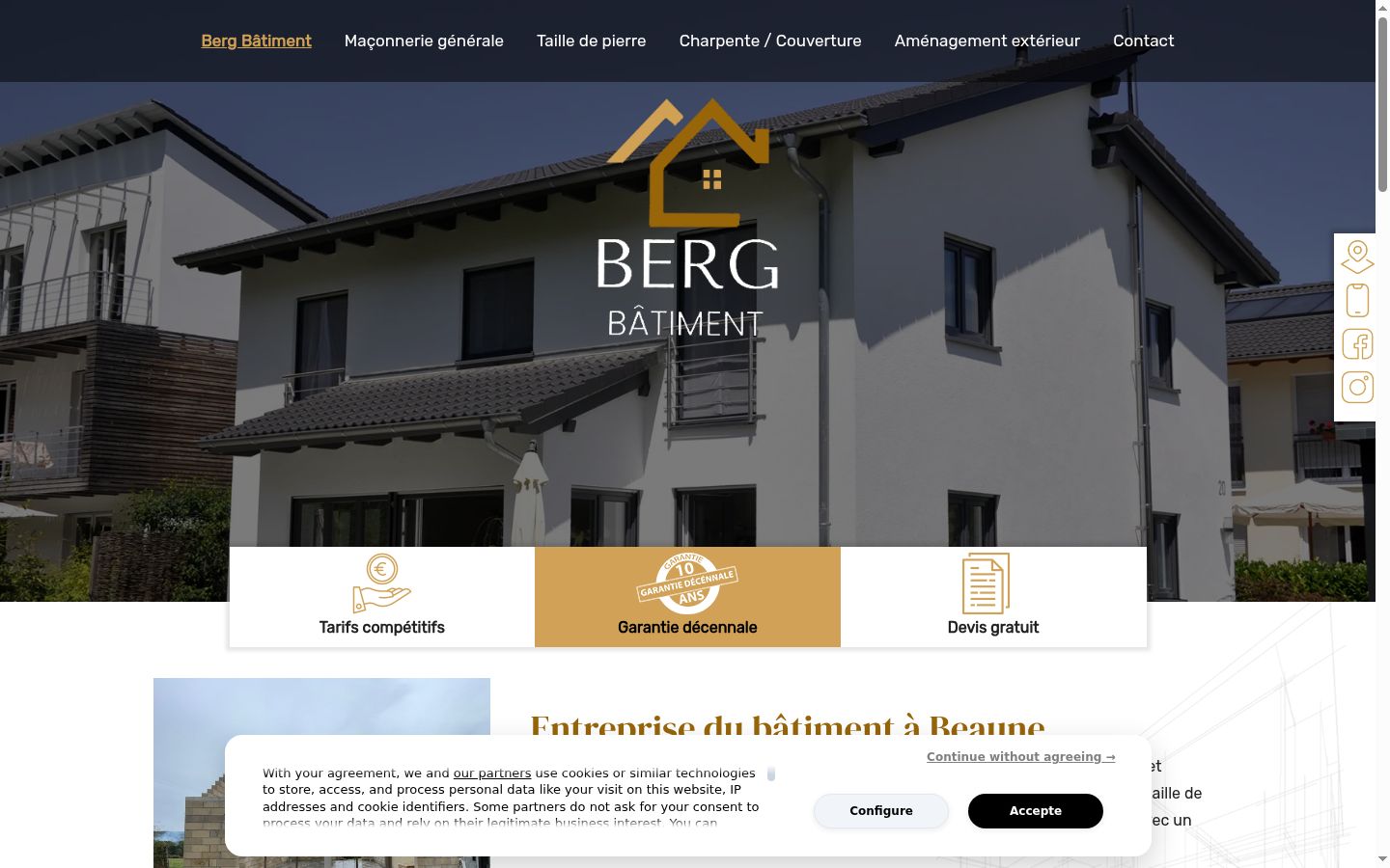 Captura de pantalla del banner de consentimiento mostrado antes de cualquier interacción