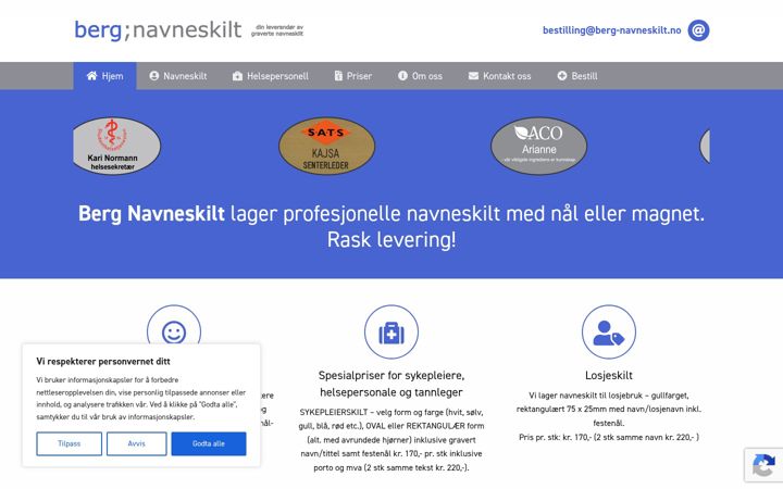 Screenshot of berg-navneskilt.no