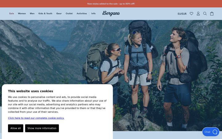 Screenshot of bergans.com