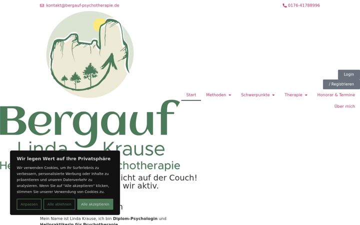 Captură de ecran a bergauf-psychotherapie.de