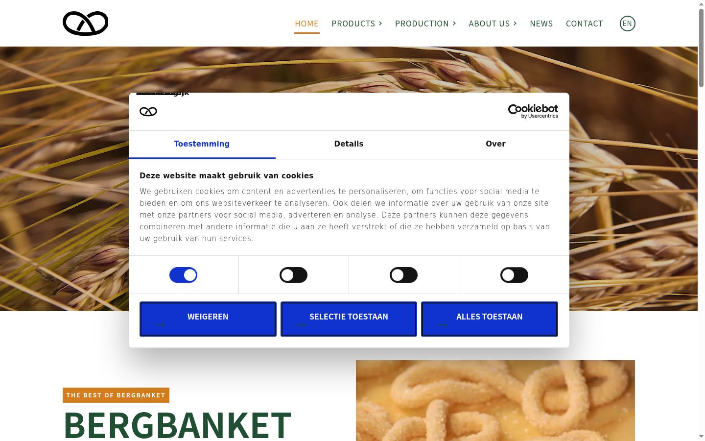 Képernyőkép a bármilyen interakció előtt megjelenő hozzájárulási bannerről