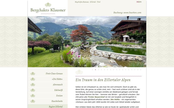 Screenshot of bergchalets-klausner.at