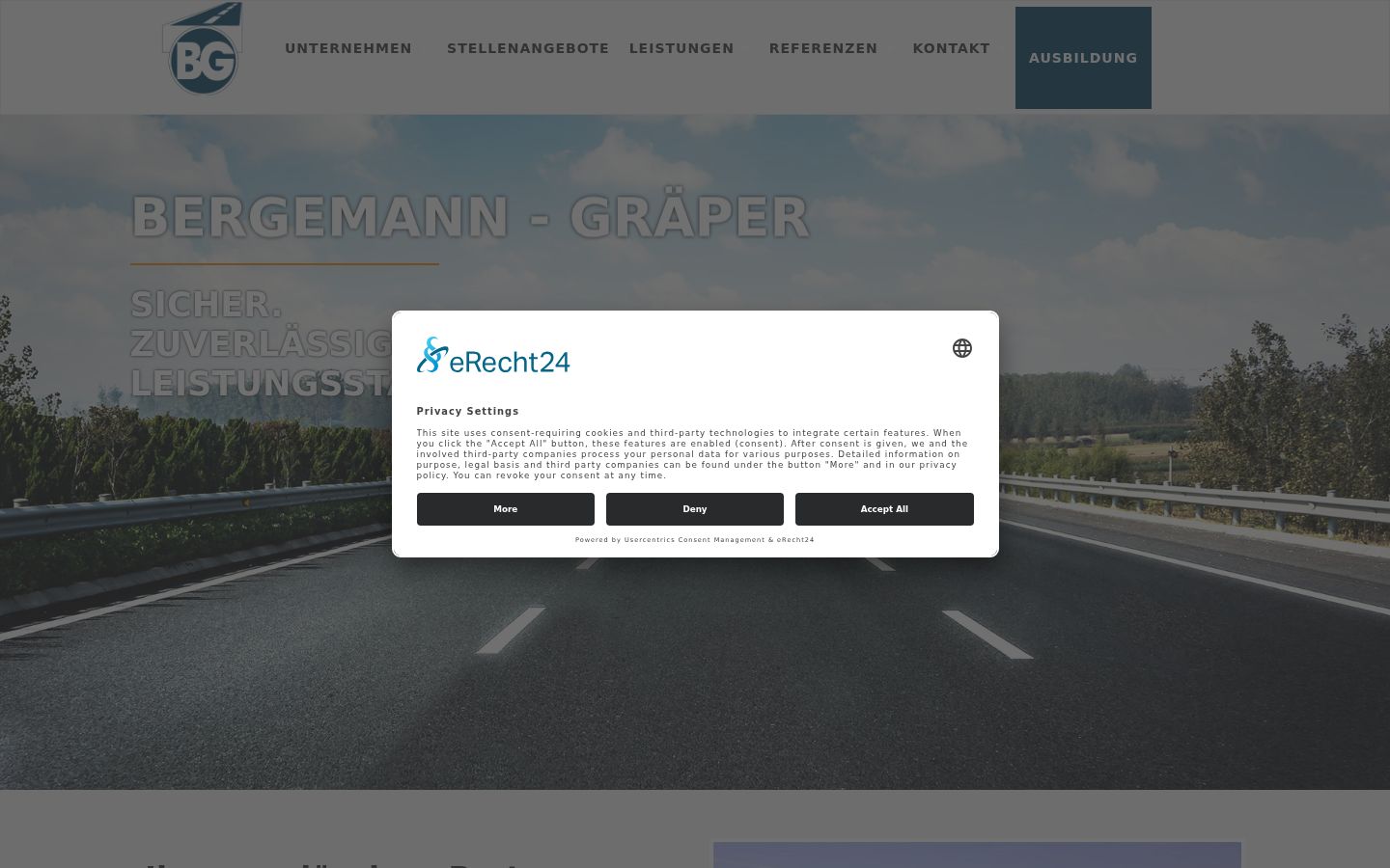 Screenshot des Einwilligungsbanners vor jeglicher Interaktion