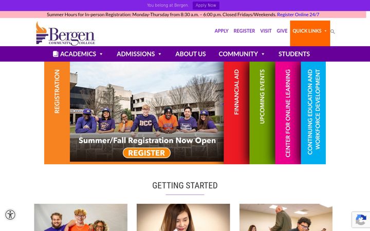Screenshot of bergen.edu