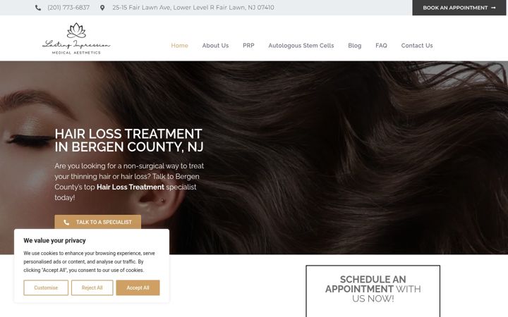 Screenshot of bergencountyhairloss.com