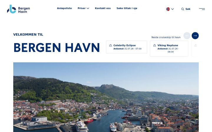 Skærmbillede af bergenhavn.no