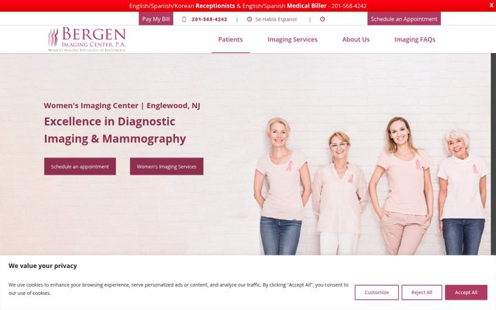 Screenshot of bergenimagingcenter.com