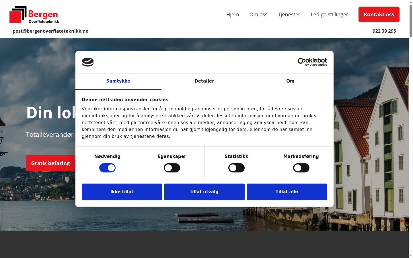 Screenshot del banner di consenso mostrato prima di qualsiasi interazione