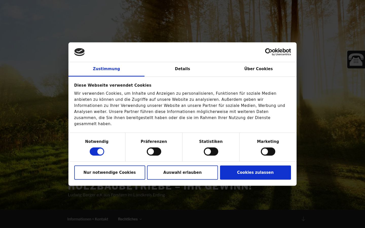 Captura de ecrã do banner de consentimento apresentado antes de qualquer interação