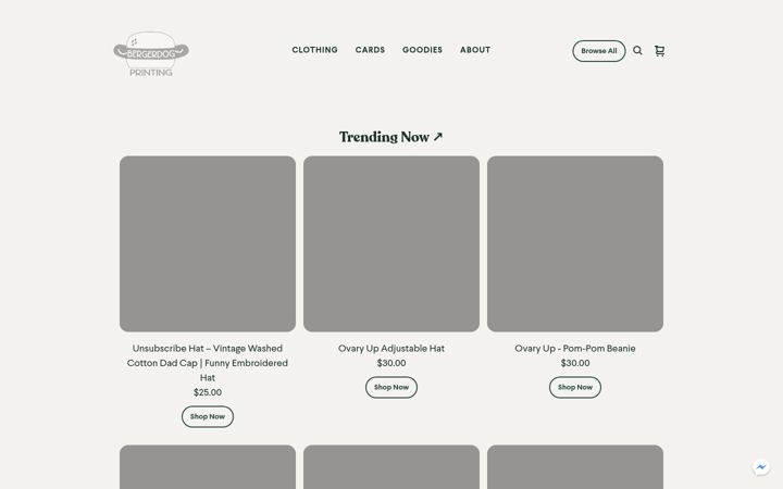 Screenshot of bergerdog.com