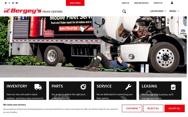 Screenshot of bergeystruckcenters.com
