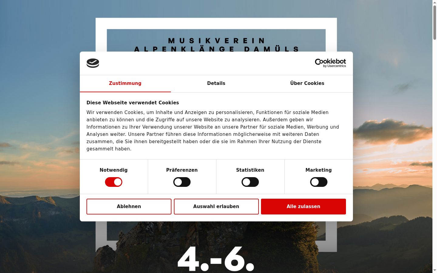 Képernyőkép a bármilyen interakció előtt megjelenő hozzájárulási bannerről