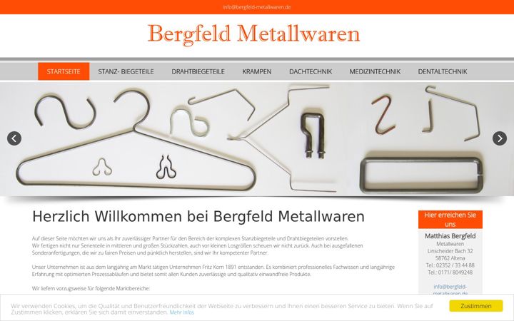 Skærmbillede af bergfeld-metallwaren.de
