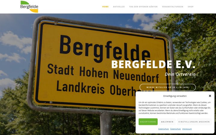 Skærmbillede af bergfelde-ev.de