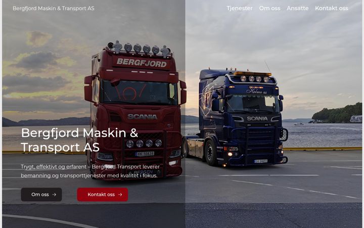 Skærmbillede af bergfjordtransport.no