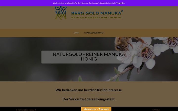 Captură de ecran a berggold-manuka.de
