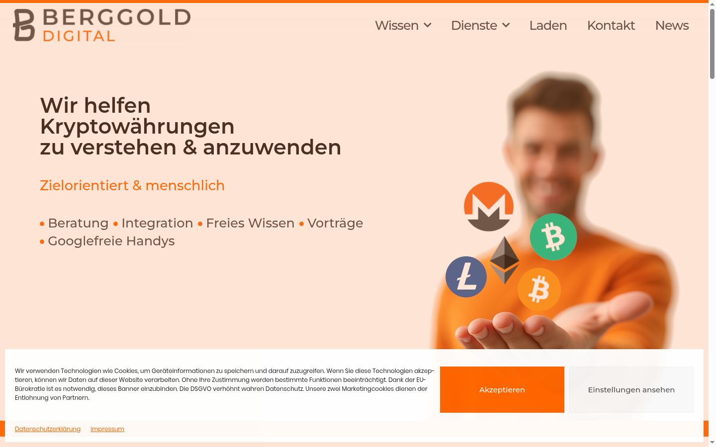 Screenshot des Einwilligungsbanners vor jeglicher Interaktion