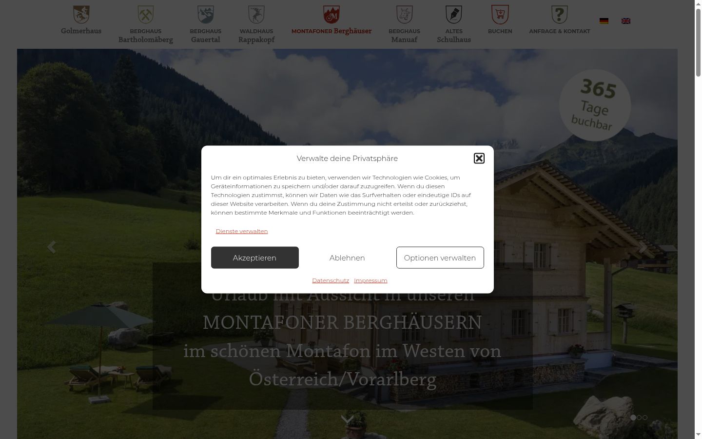 Screenshot of the consent banner shown before any interaction