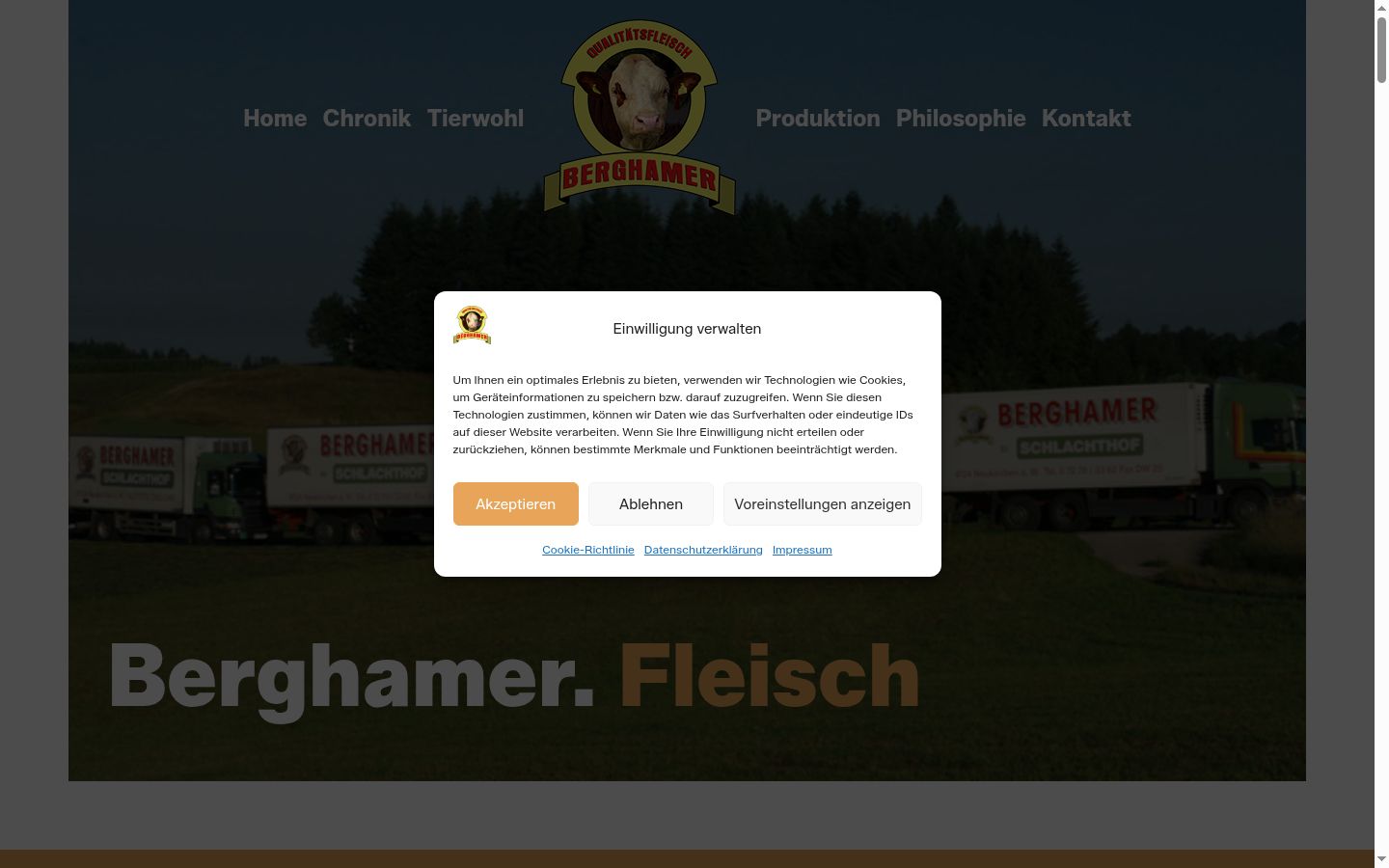 Screenshot of the consent banner shown before any interaction
