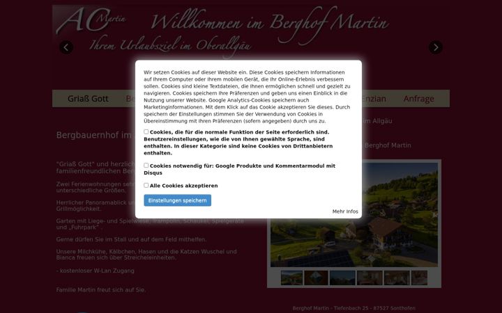 Screenshot of berghof-martin.de
