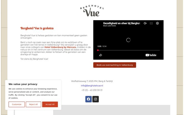 Screenshot von berghotelvue.nl
