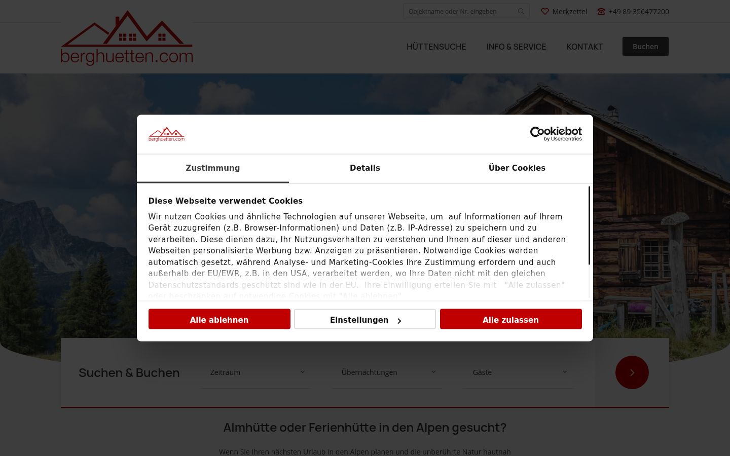 Screenshot del banner di consenso mostrato prima di qualsiasi interazione