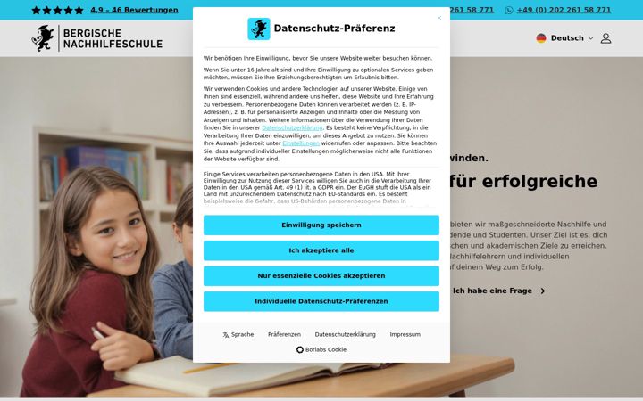 Skärmbild av bergische-nachhilfeschule.de