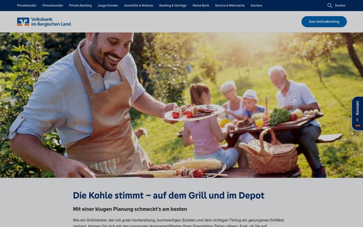 Screenshot of bergische-volksbank.de