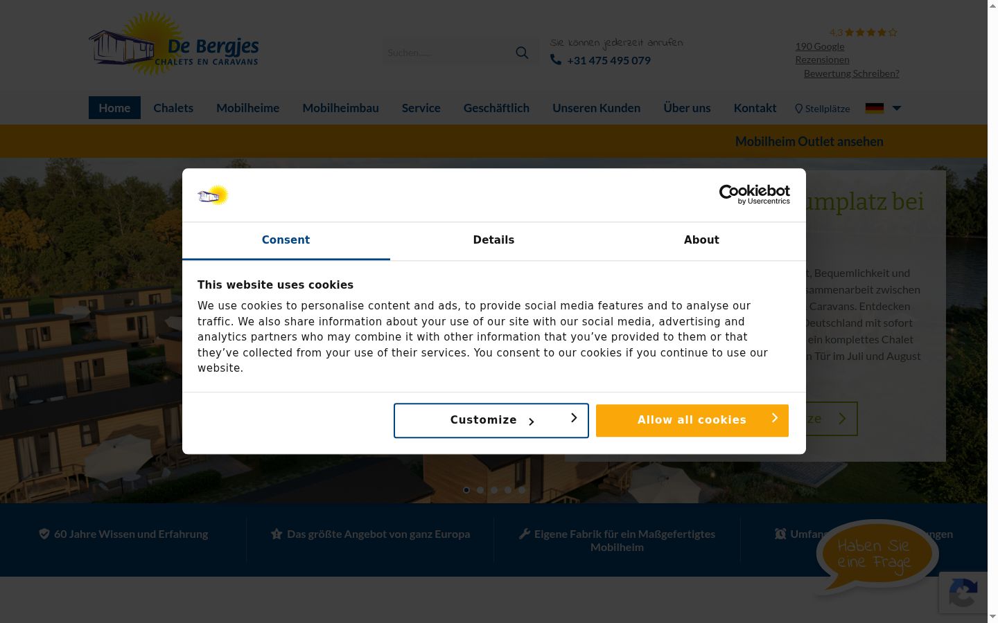 Skärmbild av samtyckesbannern som visades före någon interaktion