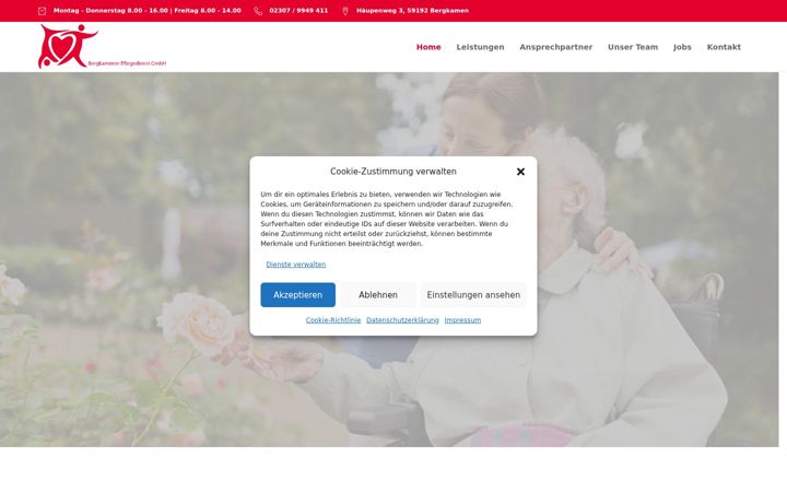 Skärmbild av bergkamener-pflegedienst.de