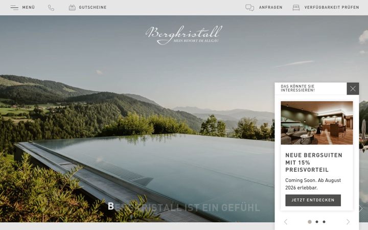 Skärmbild av bergkristall.de