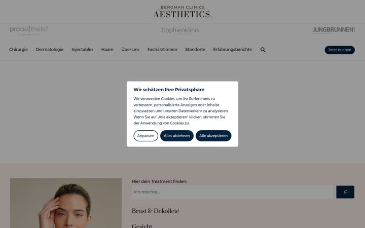 Screenshot of bergmanclinicsaesthetics.de