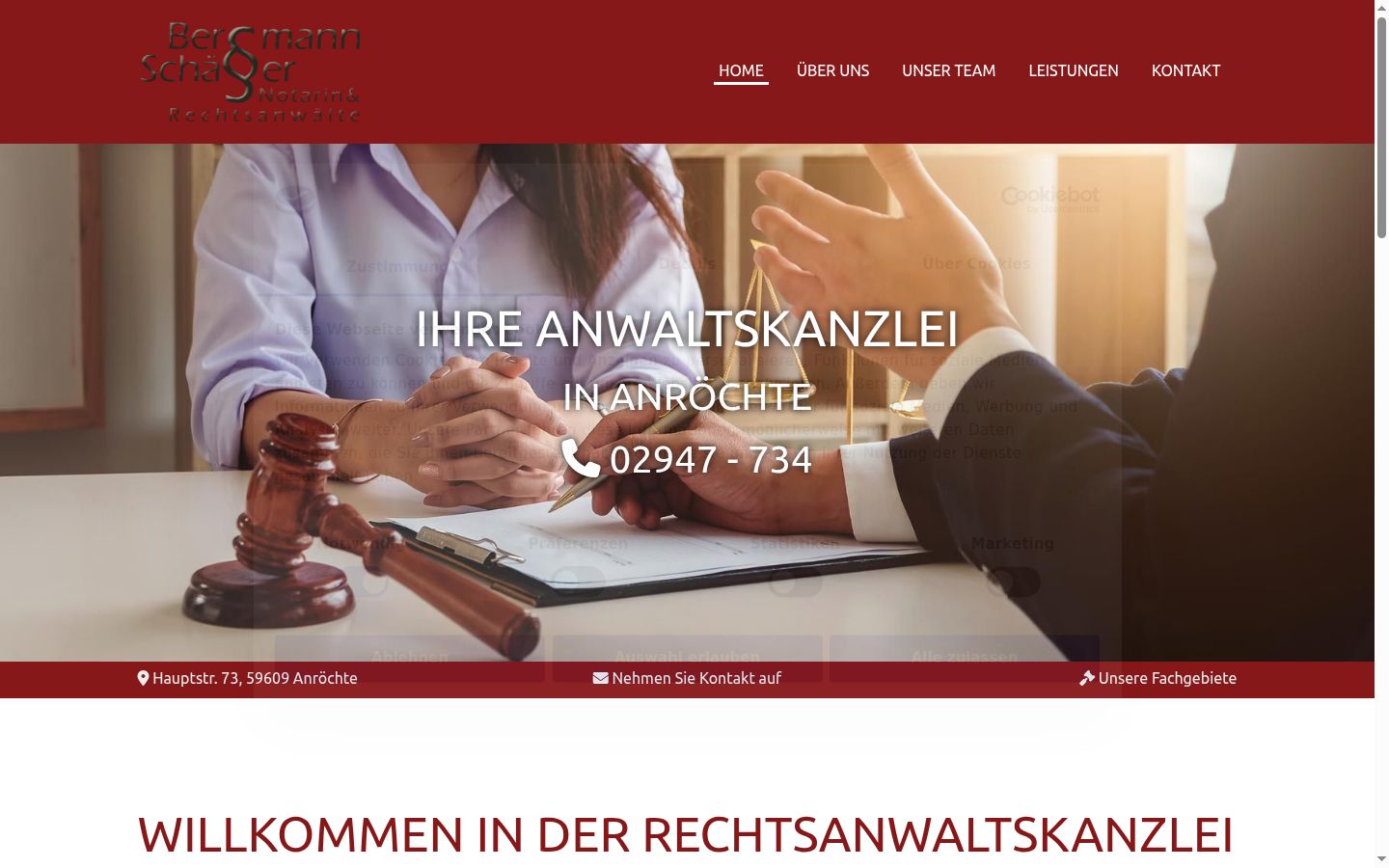 Captura de ecrã do banner de consentimento apresentado antes de qualquer interação