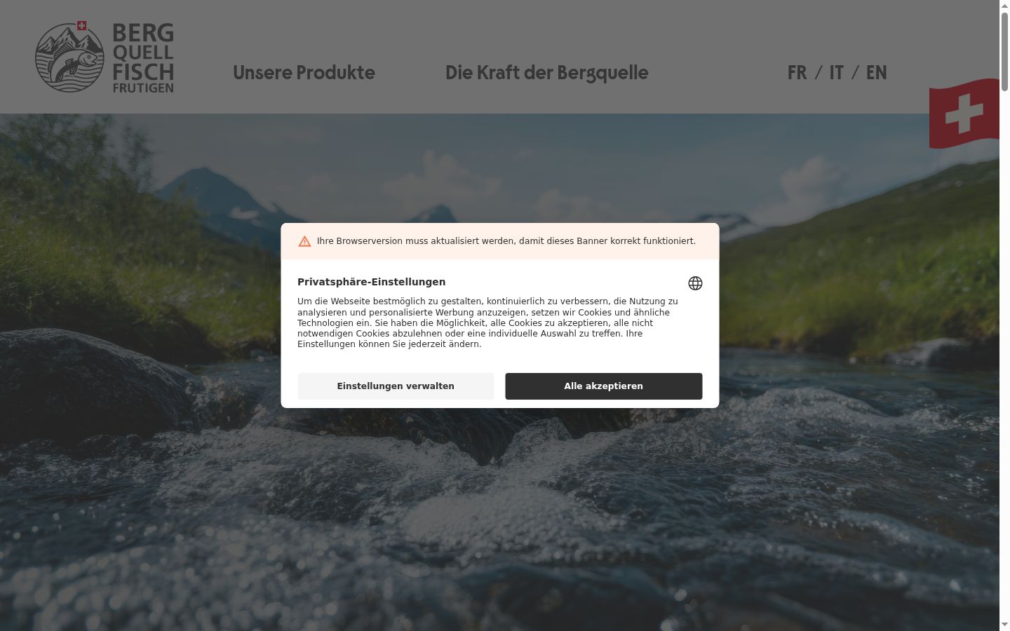 Snímka obrazovky banera súhlasu zobrazeného pred akoukoľvek interakciou