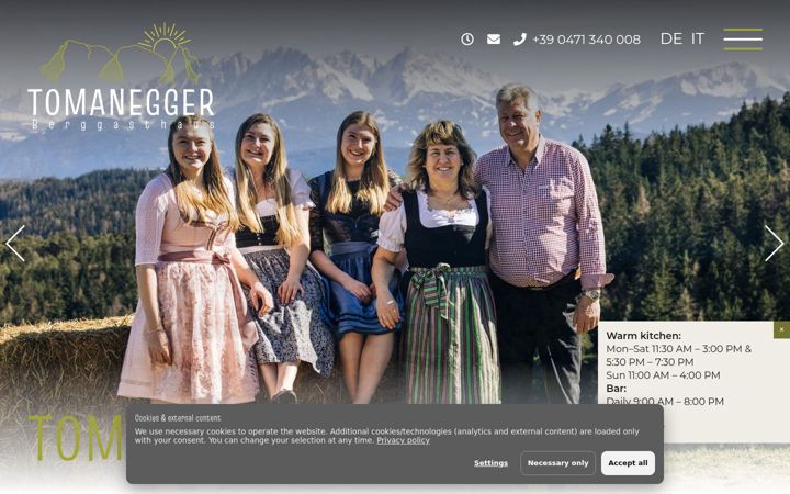 Screenshot of bergrestaurant-tomanegger.com