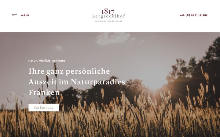 Skærmbillede af bergroedelhof.de