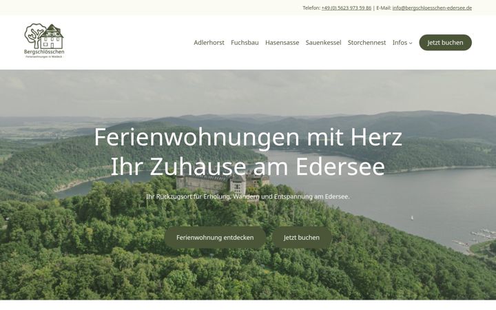 Screenshot of bergschloesschen-edersee.de