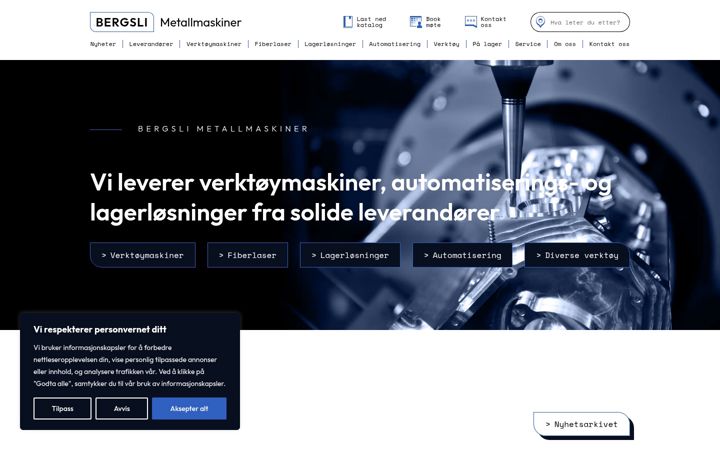 Skærmbillede af bergslimetallmaskiner.no