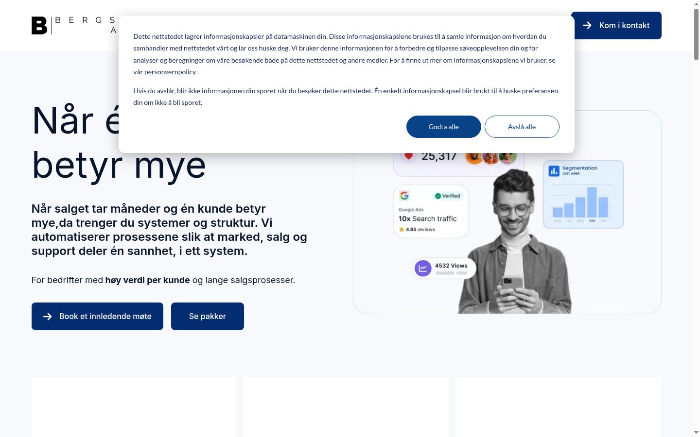 Skjermbilde av samtykkebanneret slik det vises før noen interaksjon