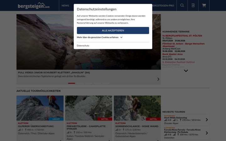 Screenshot of bergsteigen.com