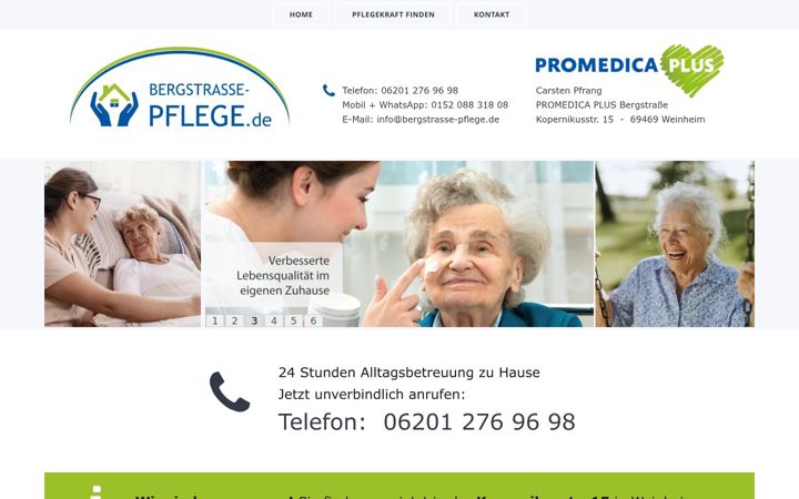 Screenshot of bergstrasse-pflege.de